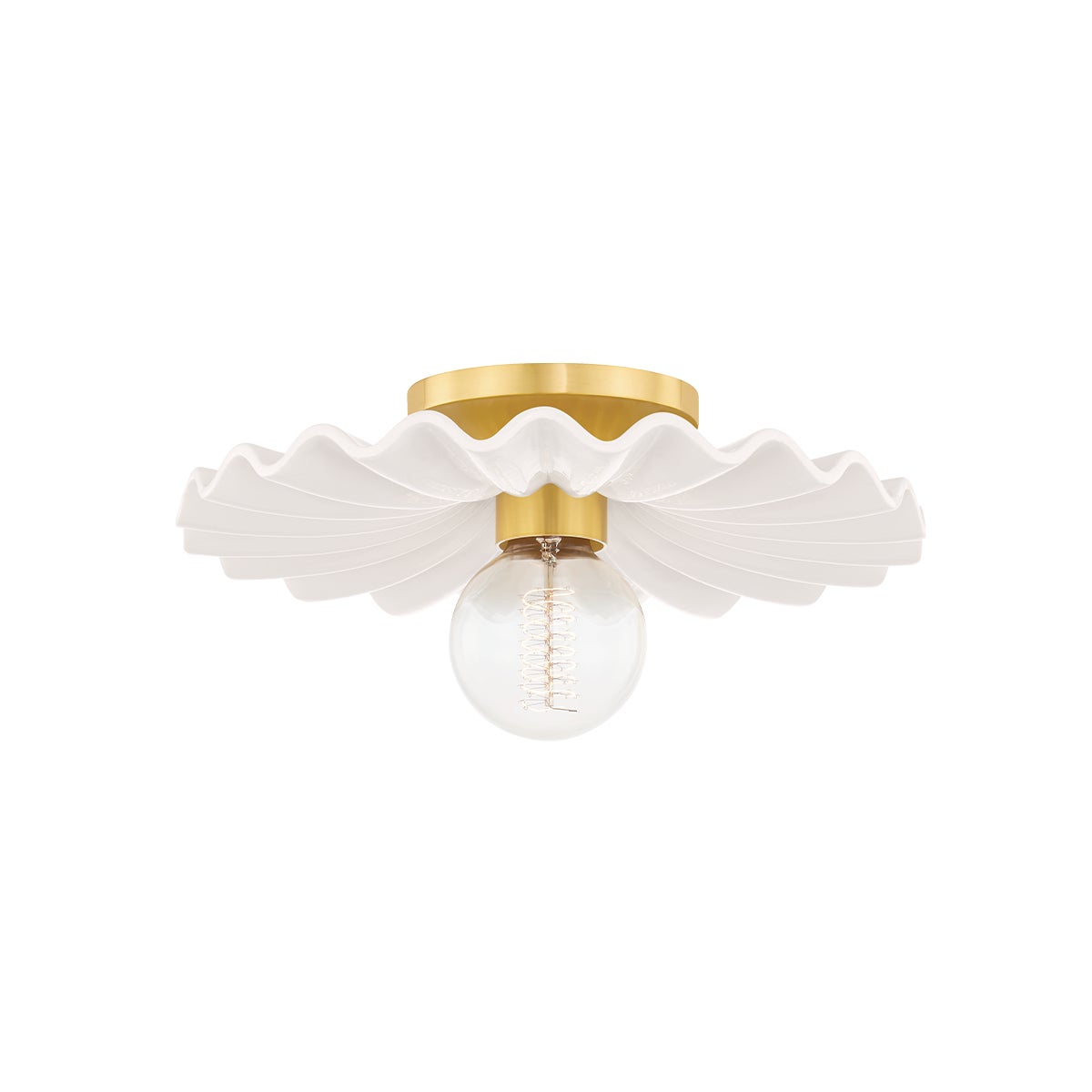 Mitzi by Hudson Valley Lighting Tinsley Flush Mount in Aged Brass / Ceramic Gloss Cream