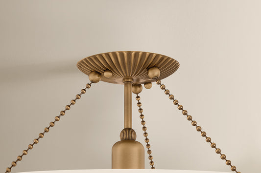 Mitzi by Hudson Valley Lighting Vivienne Semi-Flush Mount in Patina Brass / Matte Cloud, detail view 1