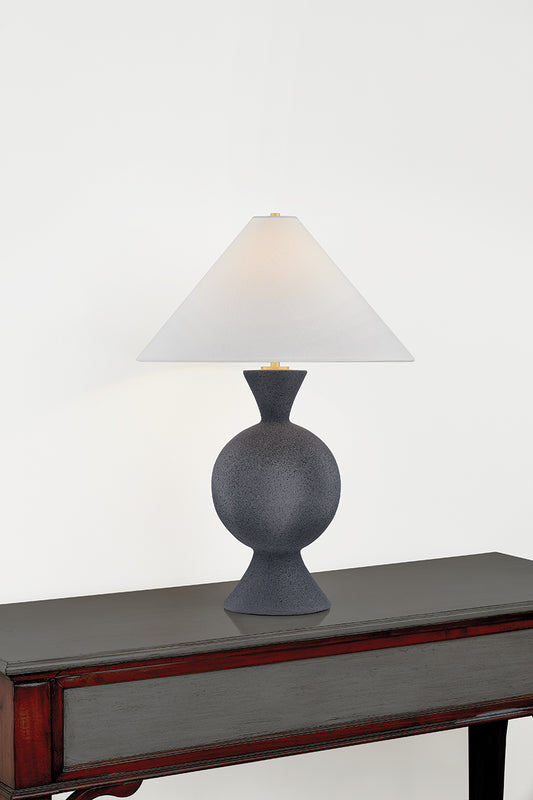 Mitzi by Hudson Valley Lighting Zadeh Table Lamp in Aged Brass / Ceramic Pale Midnight, detail view 1