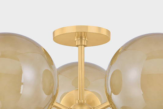 Mitzi by Hudson Valley Lighting Zaley Semi-Flush Mount in Aged Brass, detail view 1