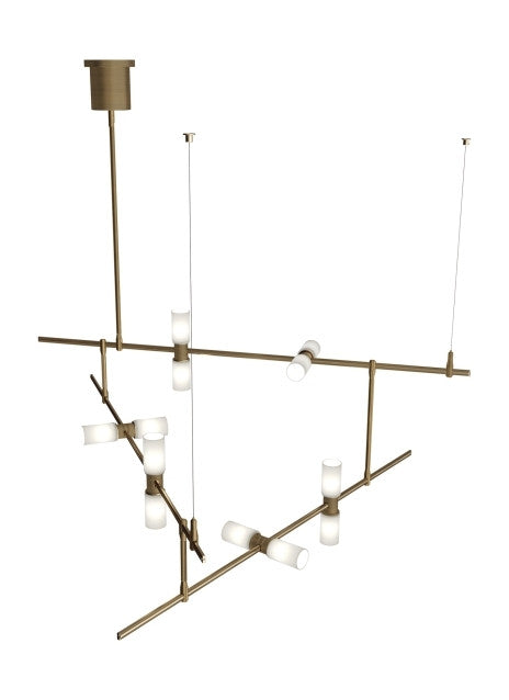 Visual Comfort Modern ModernRail Chandelier Brass, Aged Brass