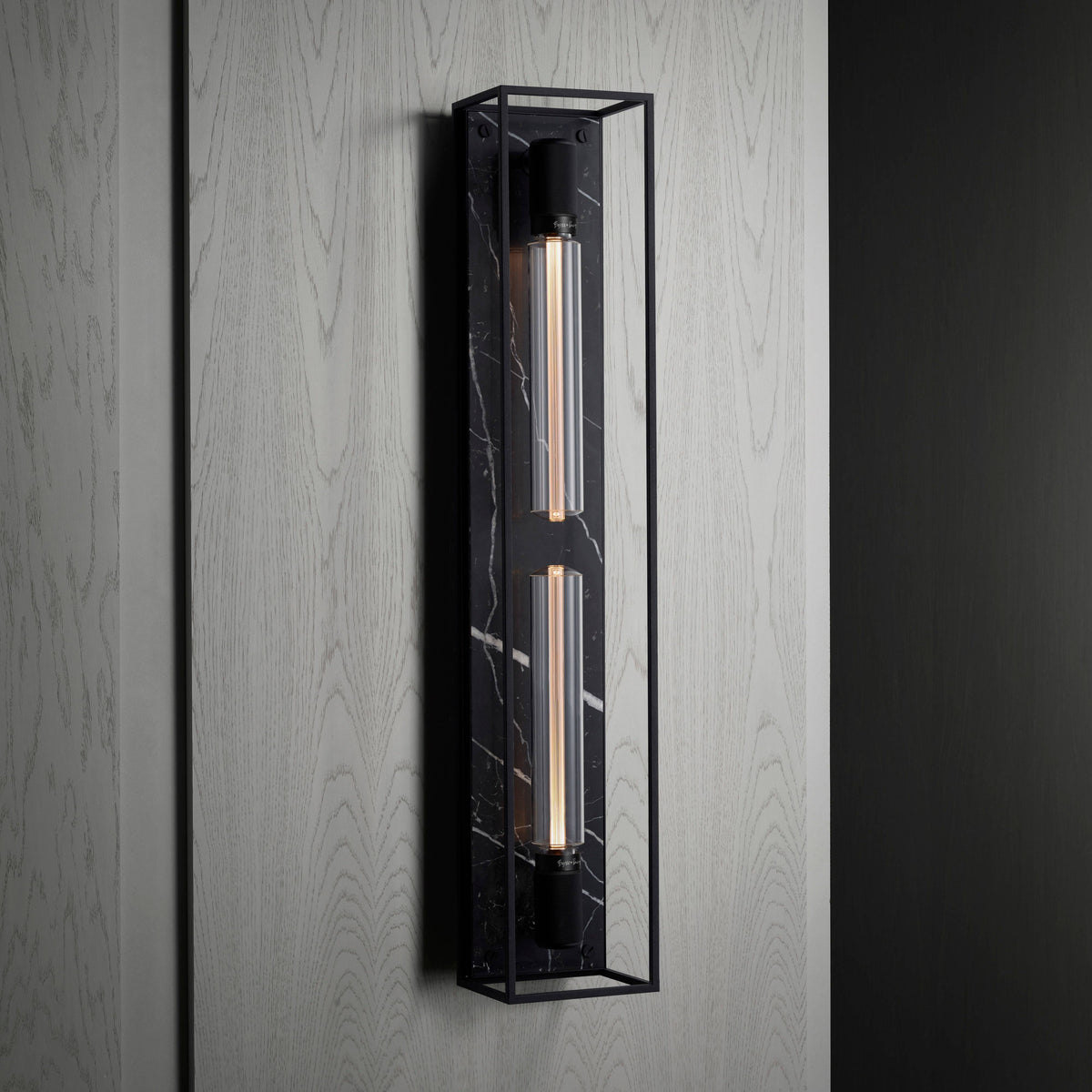 Caged Wall Sconce X-Large Black Marble