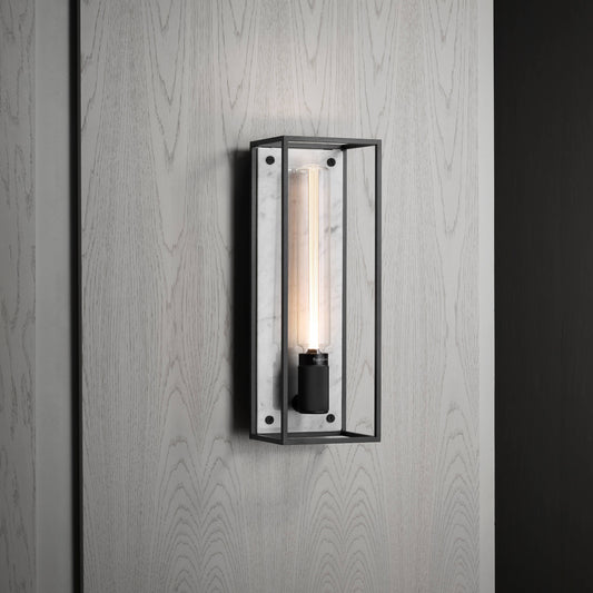 Caged Wall Sconce Large White Marble