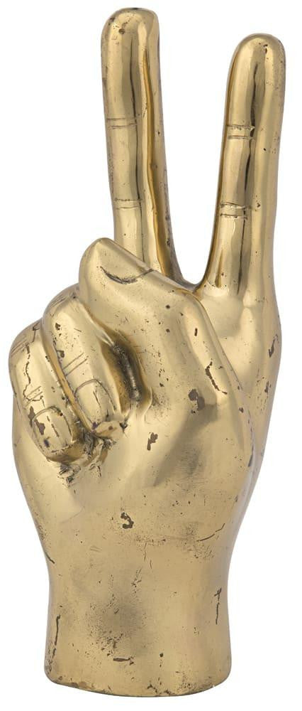 Noir Peace Sign Sculpture, Antique Brass, 4.5"W (AB-1BR YUU6013EZK)