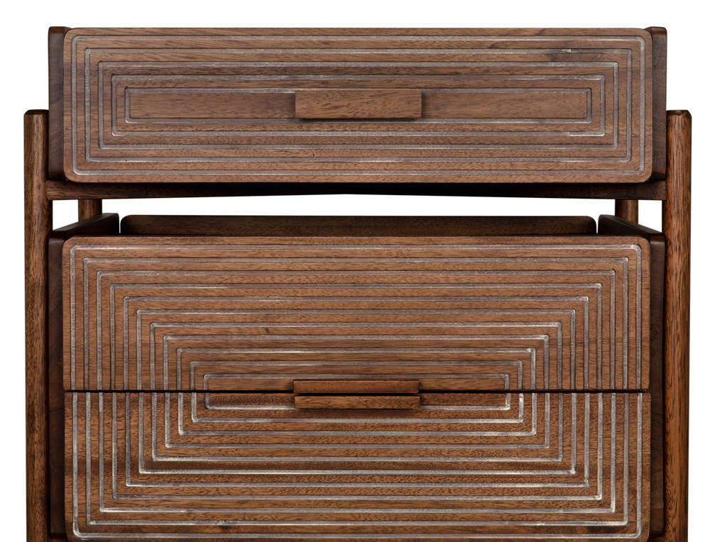 Noir Savino Side Table, 2-Drawer, Dark Walnut, 30"H (GTAB970DW YUU6013PPJ)