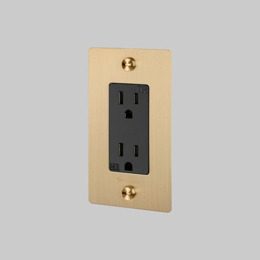 Outlet - Duplex, Logo, Brass