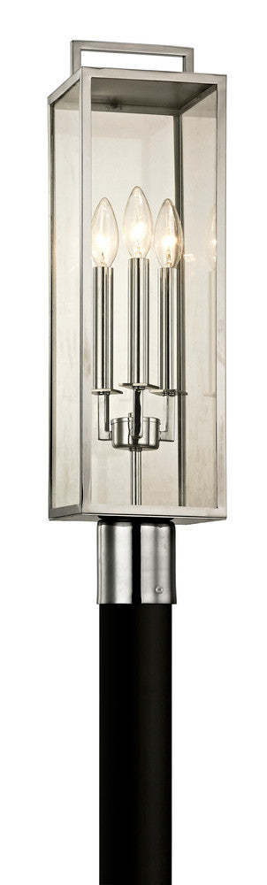 Troy Beckham Outdoor Post Light Steel, Polished Satinless