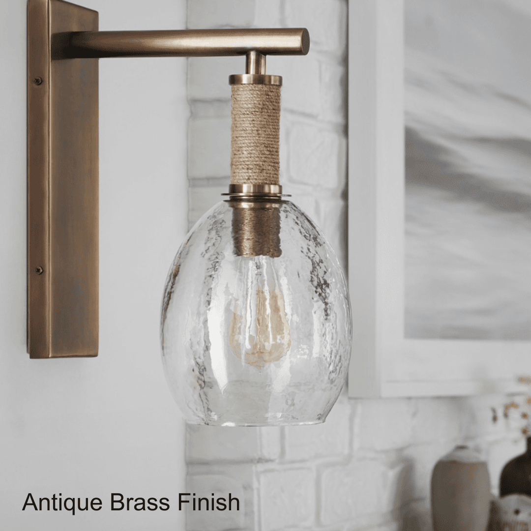 Palecek Bronson Wall Sconce, 1-Light, Pewter, Gray, Clear Rippled Glass Shade, 7"W (2462-79 3706TN2U)