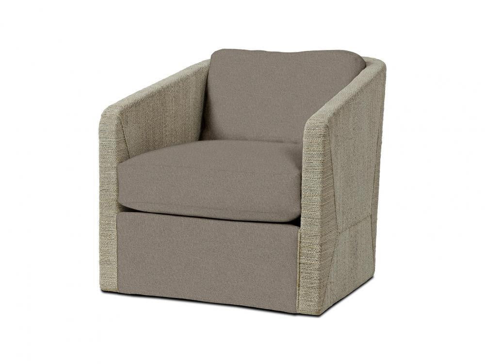 Palecek Carmine Swivel Lounge Chair, Fog White, Brown I/O Stonewash 15