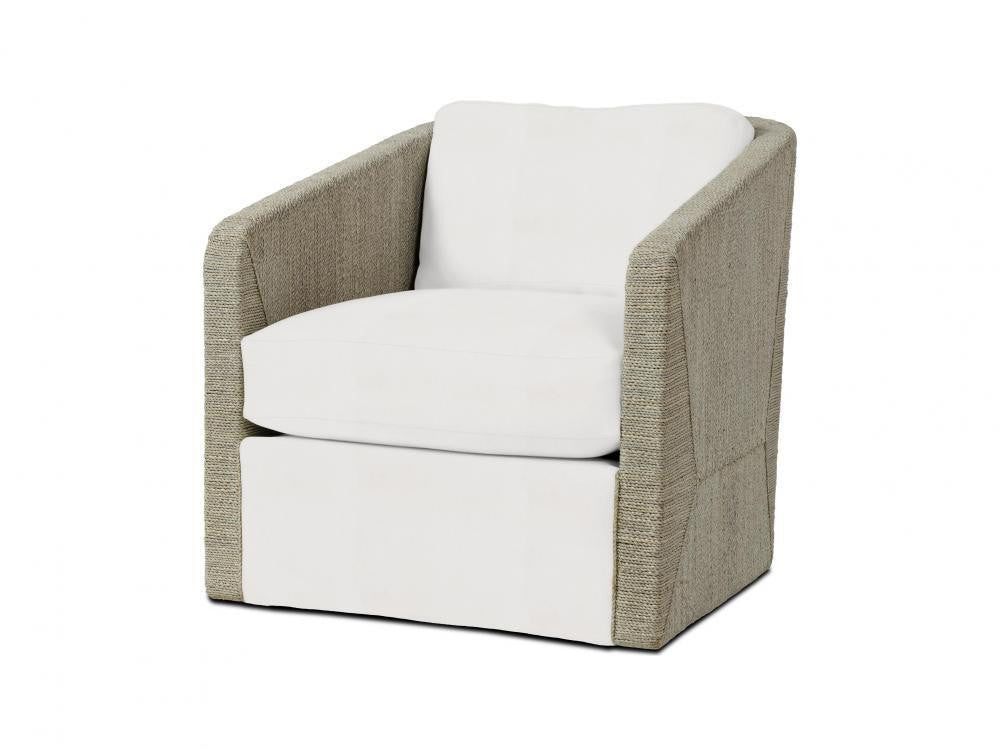 Palecek Carmine Swivel Fog White Lounge Chair, Grade D F Fog White
