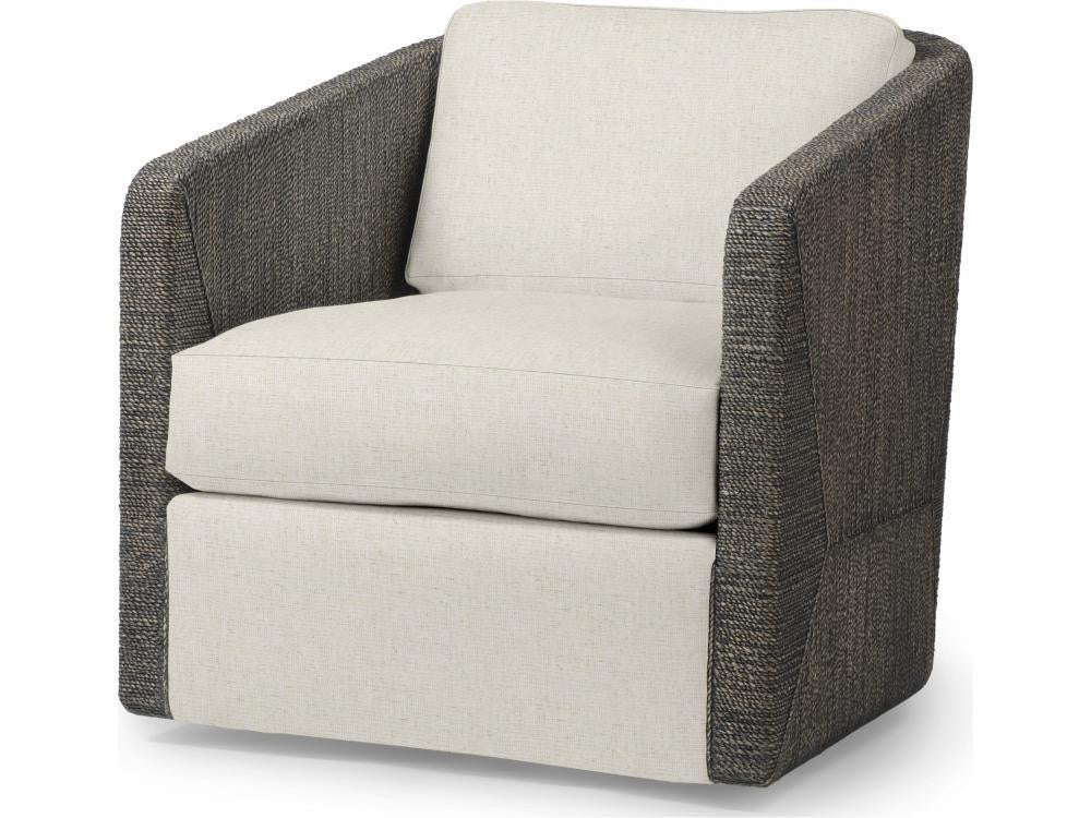 Palecek Carmine Swivel Mocha Wash Lounge Chair, Grade C Mocha Wash
