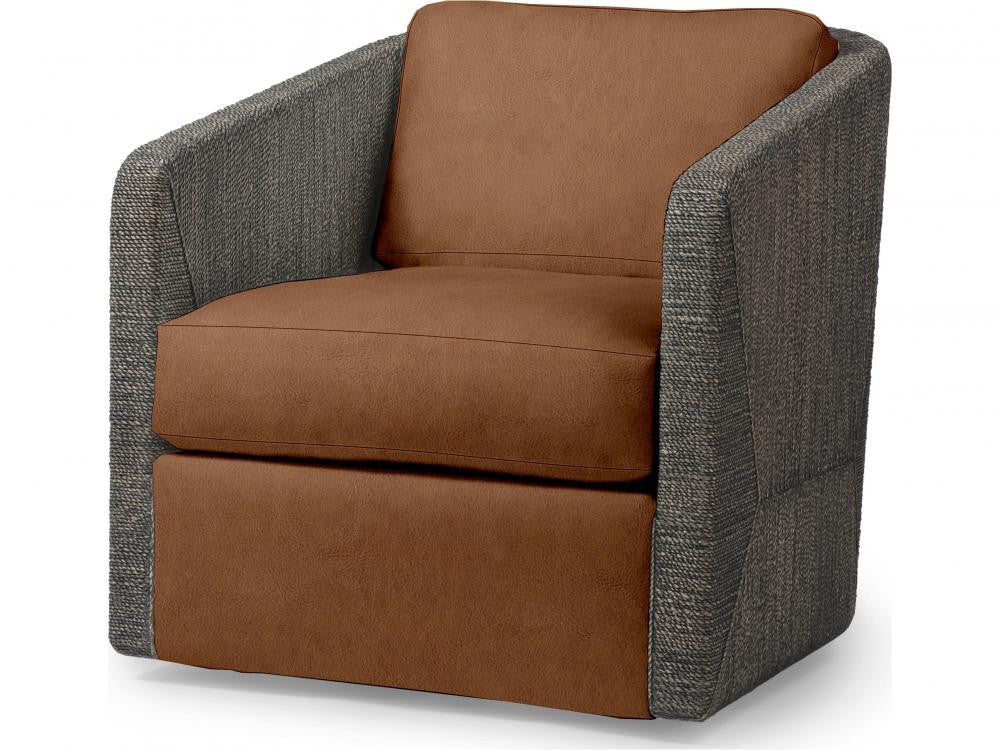 Palecek Carmine Swivel Mocha Wash Lounge Chair, Grade L Mocha Wash