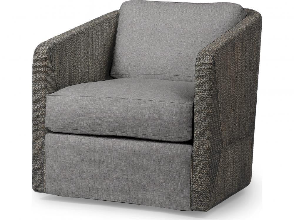Palecek Carmine Swivel Mocha Wash Lounge Chair, Grade C Mocha Wash