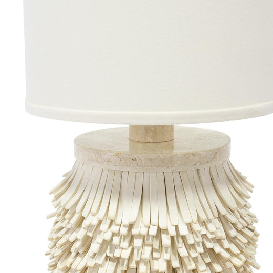 Palecek Colette Table Lamp, 1-Light, Cream, White Linen Drum Shade, 28"H (2037-55 3706TM3Q)