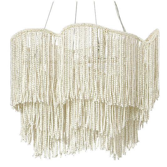Palecek Elena Chandelier, 4-Light, Cream, Nickel, 28"W (2332-79 3706TQ0L)