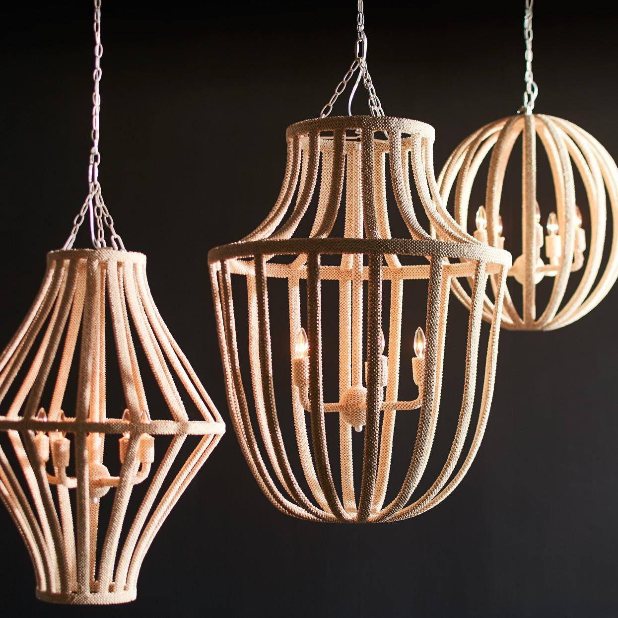 Palecek Madera Coco Chandelier, 5-Light, White, 23.75"W (2409-79 3706TN21)