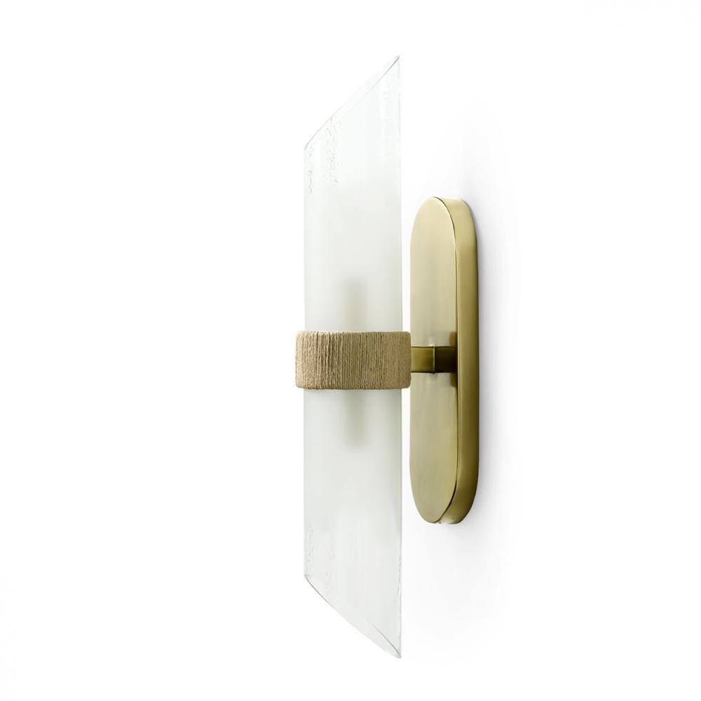 Palecek Yvonne Wall Sconce, 2-Light, Brass, Frosted Textured Glass Cylinder, 4.5"W (2293-79 3706TQ0F)
