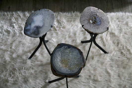 Phillips Collection Agate Side Table, Natural, Black Base, 24"H (BR94182 YV0J07T25N)