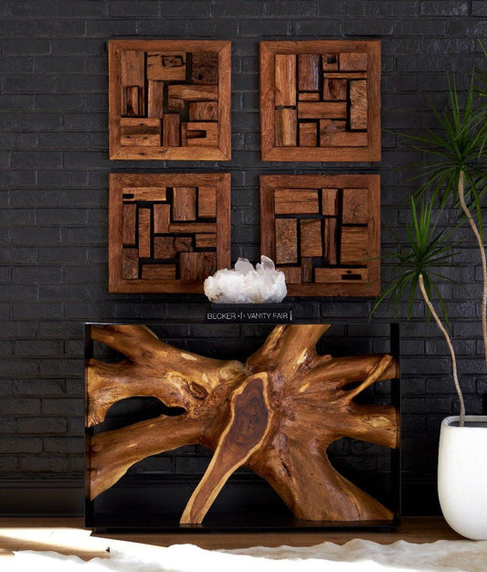 Phillips Collection Asken Wall Tile, Square, Wood, 20"H x 20"W x 6"D (ID66897 YV0J07T268)