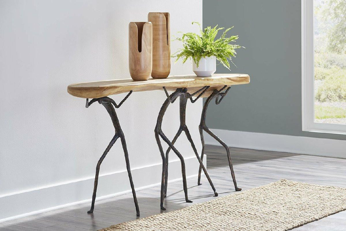 Phillips Collection Atlas Console, Chamcha Top, Black Forged Base, 60"W (TH106036 YV0J07T26G)