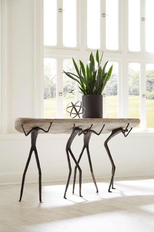 Phillips Collection Atlas Irregular Console Table Graystone, Black
