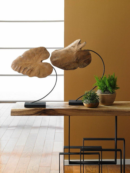 Phillips Collection Carved Leaf Sculpture, Large, Natural, Black Base, 24"H (ID75186 YV0J07T449)