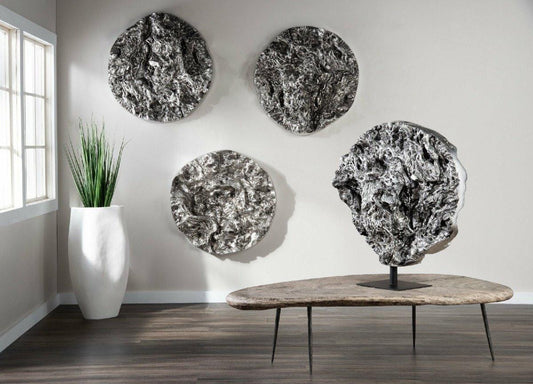 Phillips Collection Cast Root Sculpture, Silver Leaf, Black Base, 37"H (PH104319 YV0J07T52C)