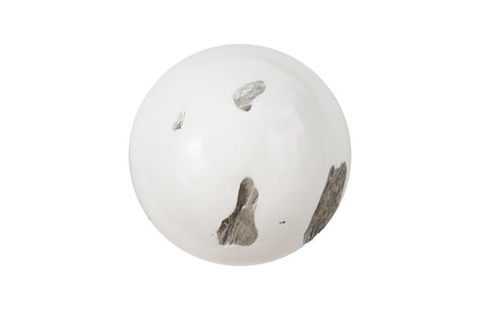 Phillips Collection Cast Root Wall Ball White, Silver Leaf