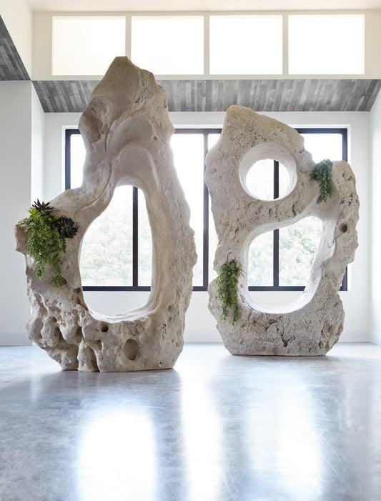 Phillips Collection Colossal Cast Stone Double Hole Sculpture Off-White