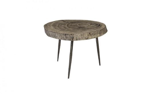 Phillips Collection Crosscut Side Table Graystone, Black Forged