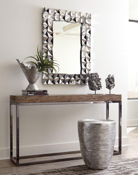 Phillips Collection Divot Mirror, Stainless Steel, 30"W (PH100869 YV0J07T638)