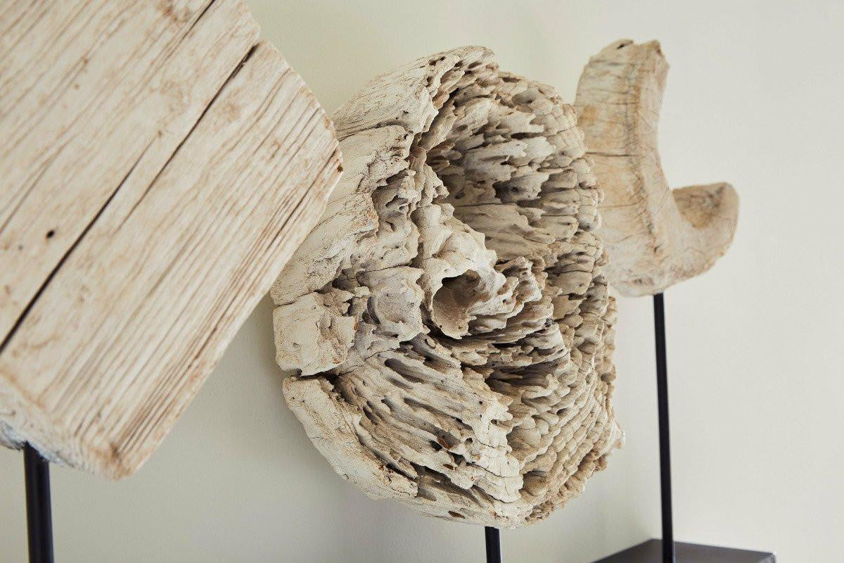 Phillips Collection Eroded Wood Sculpture, Circle, White, Black Base, 20"H (ID102141 YV0J07T70K)
