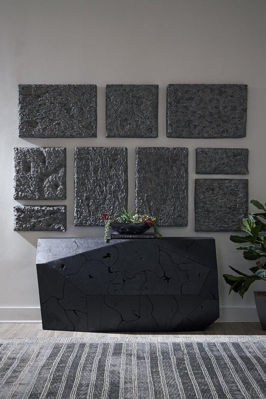 Phillips Collection Etched Rock Puzzle Wall Tile, Set of 9, Gray, 76"W (ID114681 YV0J07T70P)