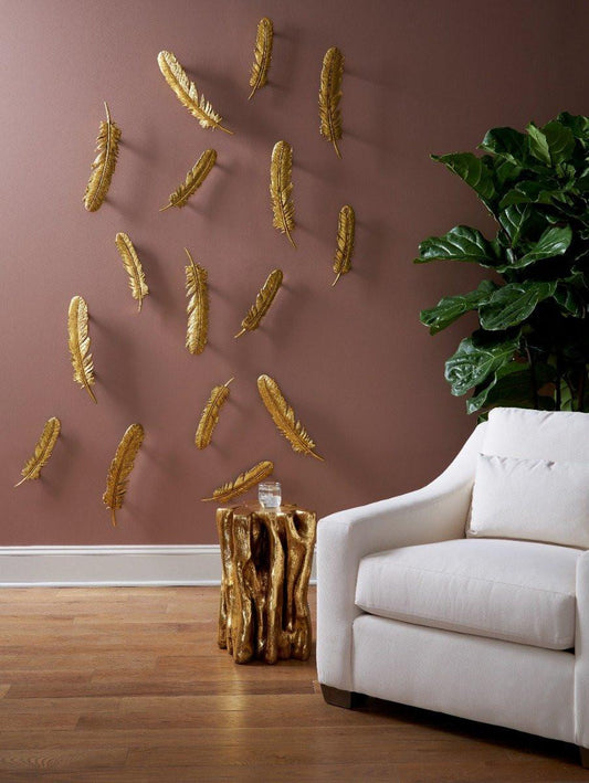 Phillips Collection Feathers Set of 2 Small Wall Art Silver Leaf