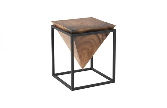 Phillips Collection Inverted Pyramid Side Table, Small, Chamcha Top, Black Frame, 18"H (TH105233 YV0J07T90T)