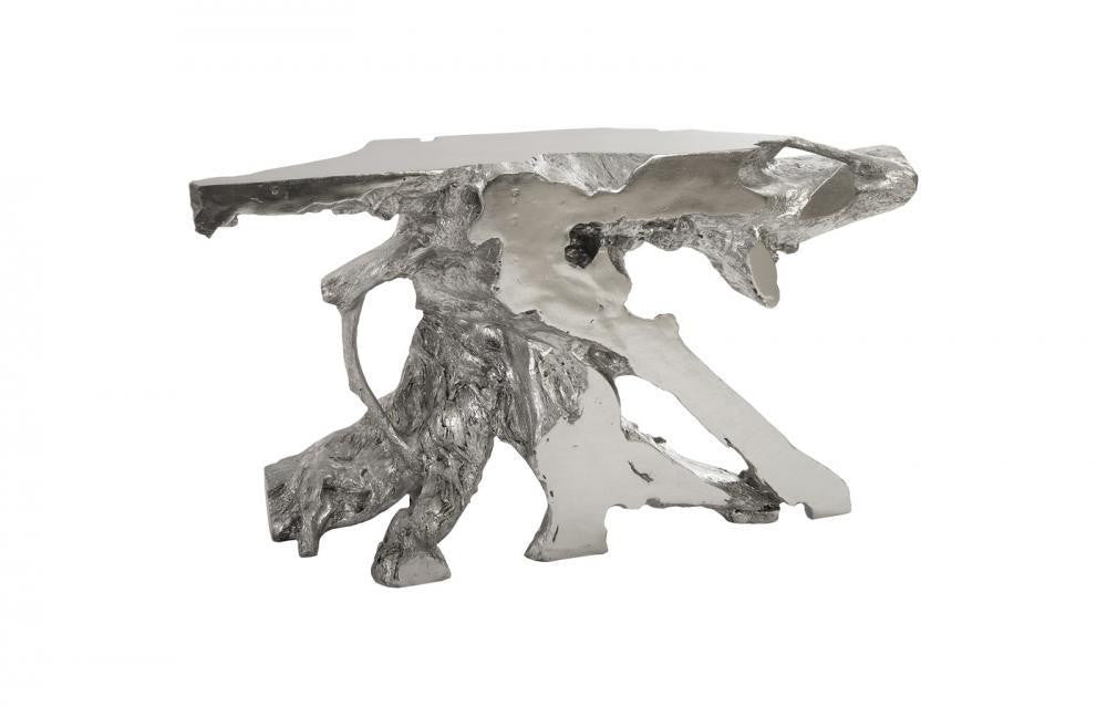 Phillips Collection Sable Cast Root Console Silver Leaf