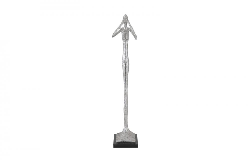Phillips Collection See-No-Evil Slender Sculpture, Silver Leaf, Black Base, 32"H (PH66275 YV0J07W5R8)