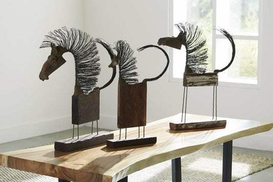 Phillips Collection Wire Horse Sculpture Wood