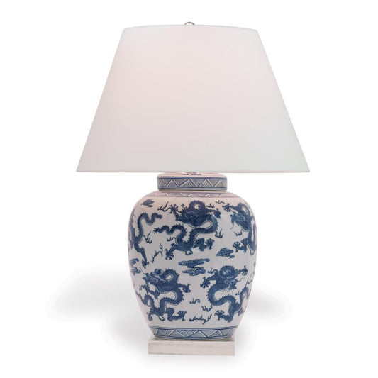 Port 68 Dragon Table Lamp Navy Blue, White