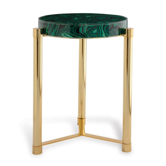 Port 68 Malachite Accent Table Green, Polished Gold