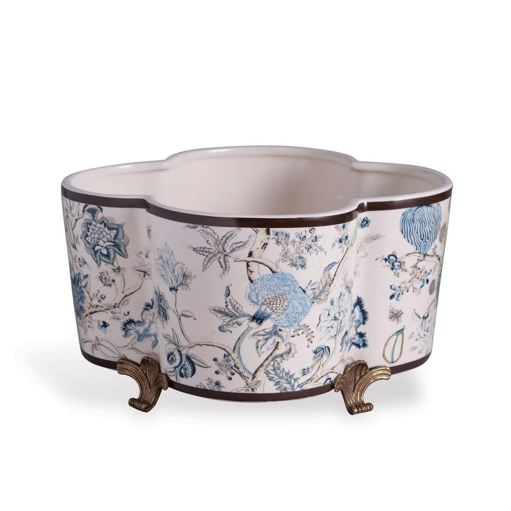 Port 68 Scalamandre Pondicherry Planter Blue, Cream