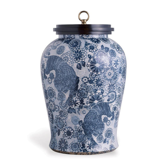 Port 68 Scalamandre Siberian Tiger Jar Blue, White, Black