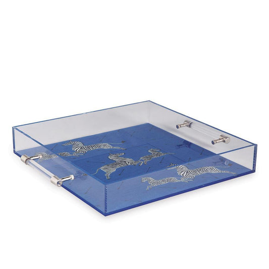 Port 68 Scalamandre Zebra Tray Denim, Clear