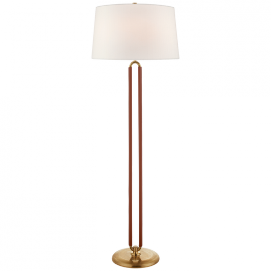 Ralph Lauren Cody Large Floor Lamp Natural Brass and Saddle Leather