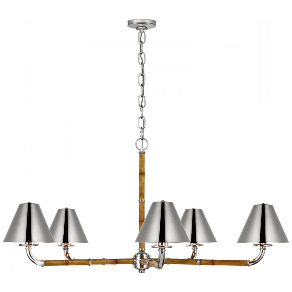 Ralph Lauren Dalfern Large Chandelier Waxed Bamboo and Polished Nickel