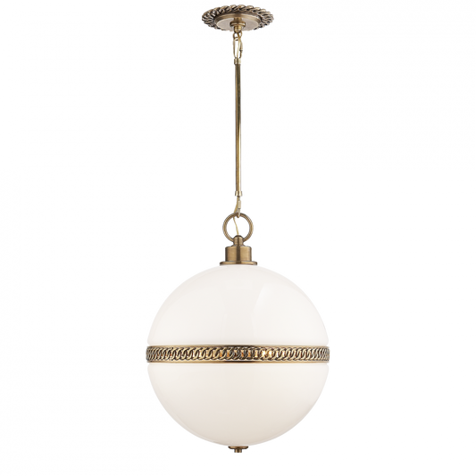 Hendricks Large Globe Pendant Natural Brass White Glass