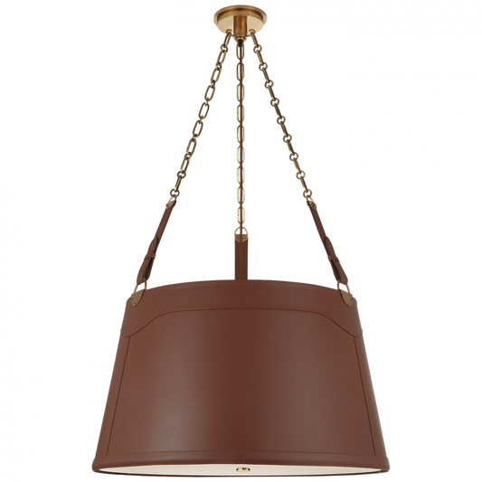 Ralph Lauren Karlie Large Hanging Shade Natural Brass and Saddle Leather