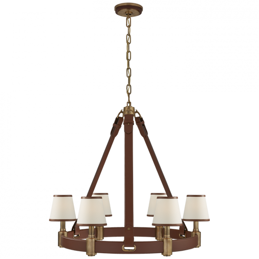 Ralph Lauren Riley Medium Ring Chandelier Natural Brass and Saddle Leather