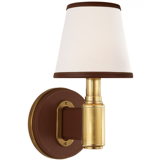 Ralph Lauren Riley Single Sconce Natural Brass and Saddle Leather