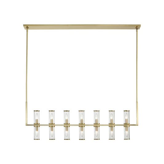 Alora Lighting Revolve 14 Light Linear Chandelier Natural Brass